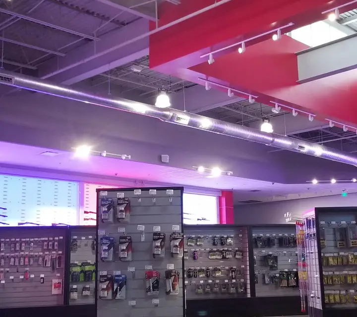 Completed lighting in a commercial retail space